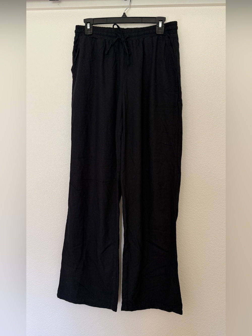 Womens Black Relaxed Drawstring Pants